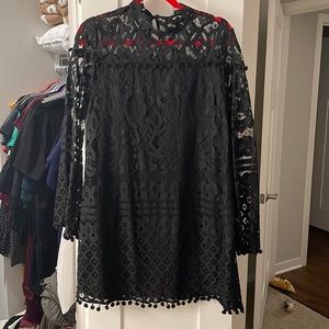 Black crochet dress